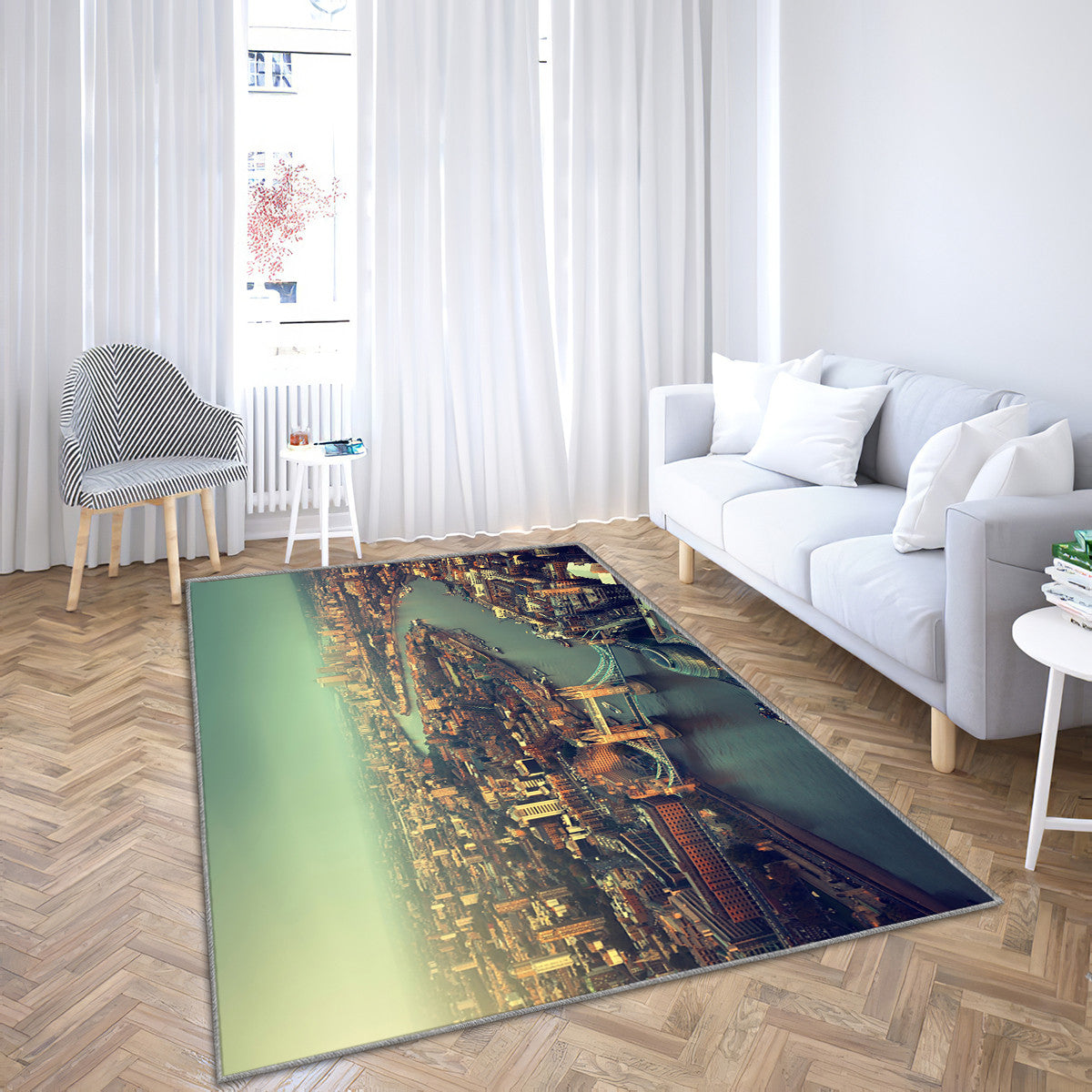 London aerial view with Tower Bridge in sunset time multi panel canvas wall art