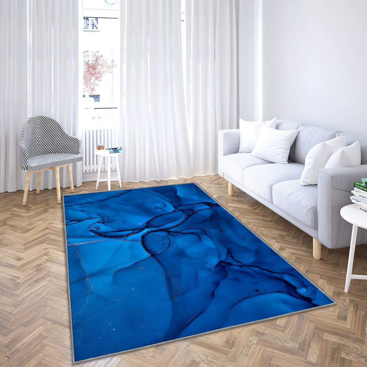 Blue Marble Abstract-Marble Navy