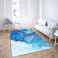 Abstract Blue Yellow Art On-Abstract Marble