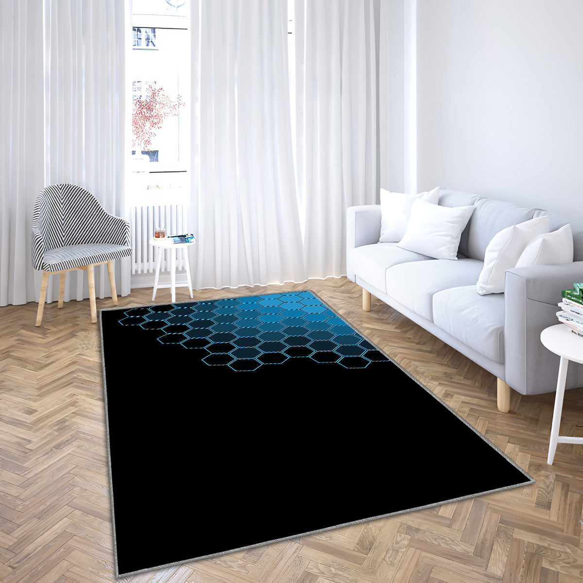 Black Blue Hexagon Pattern