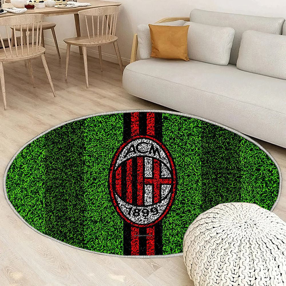 Logo Ac Milan Tapis Sol - Tapis De Salon, Club De Football Italien Rouge Blackmilan Fc Tapis Art, Tapis pour la décoration de la maison