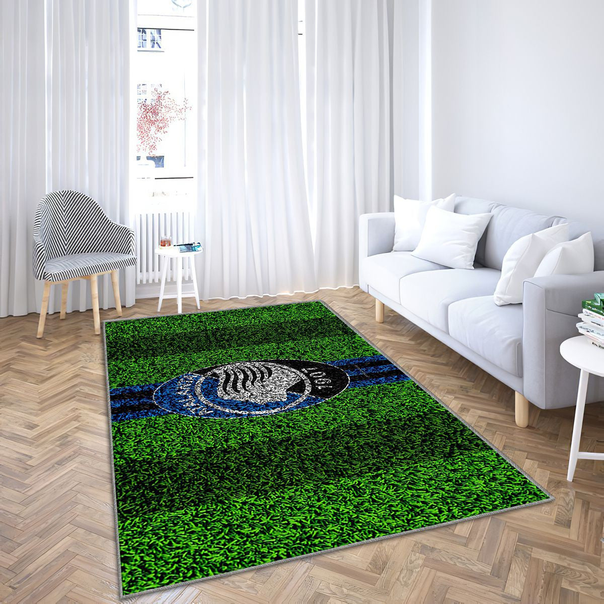 Logo Atalanta Bc Tapis Sol - Tapis De Salon, Club De Football Italien Bleu Noir Tapis Art, Tapis pour la décoration de la maison