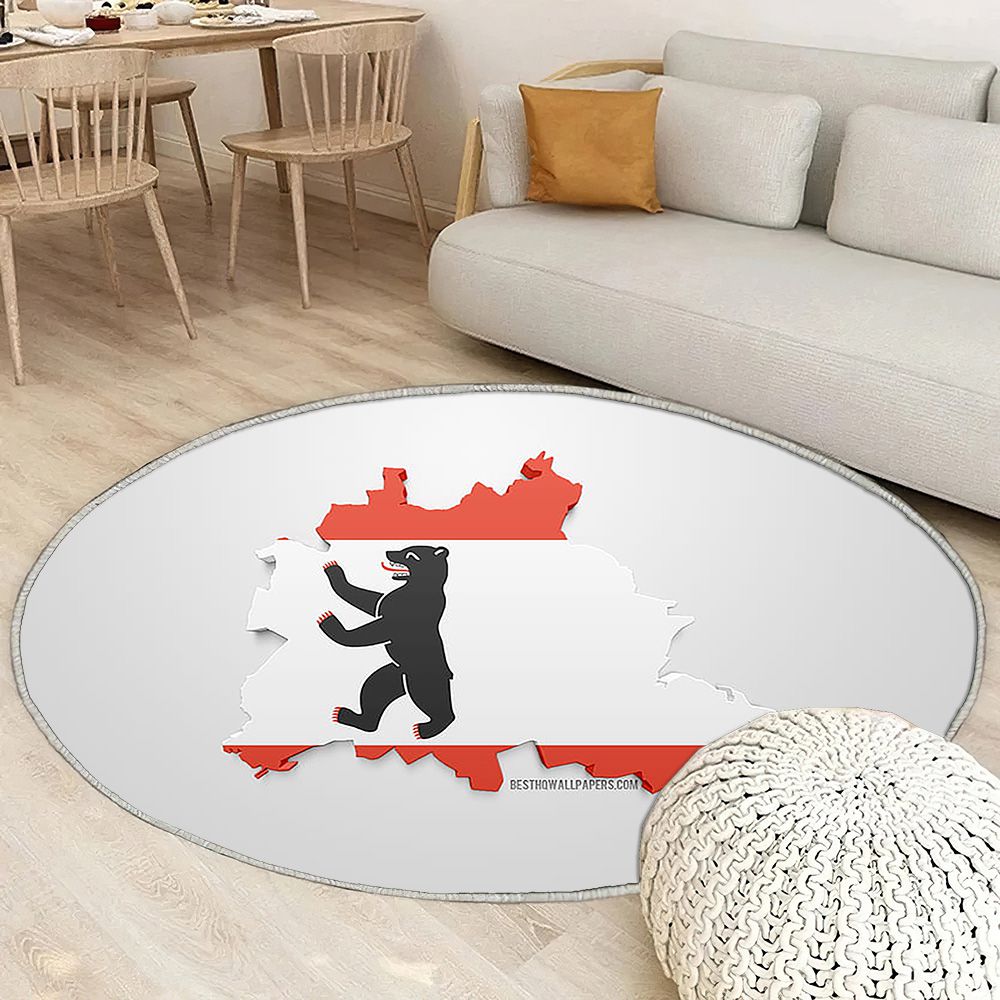 Silhouette de carte de Berlin Tapis Sol - Tapis De Salon, drapeau 3D de Berlin Berlin Allemagne Tapis Art, Tapis pour la décoration de la maison