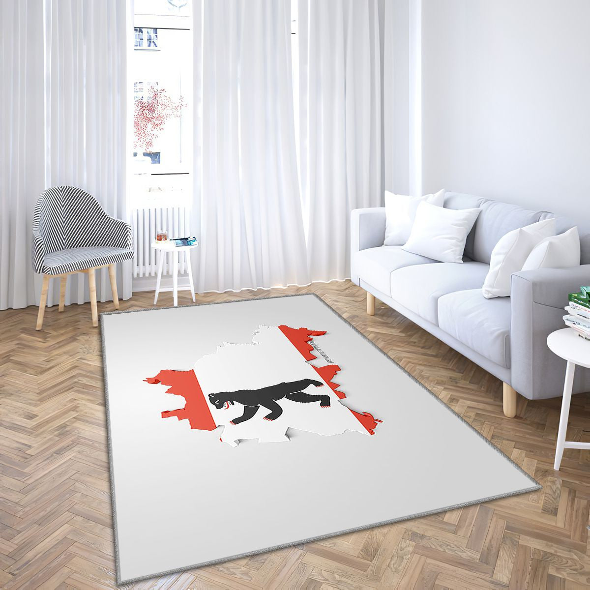 Silhouette de carte de Berlin Tapis Sol - Tapis De Salon, drapeau 3D de Berlin Berlin Allemagne Tapis Art, Tapis pour la décoration de la maison