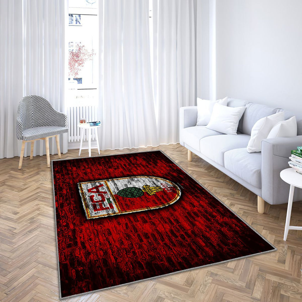 Augsburg Fc Tapis Sol - Tapis De Salon, Mur De Briques Rouges Bundesliga Club De Football Allemand Tapis Art, Tapis pour la décoration de la maison
