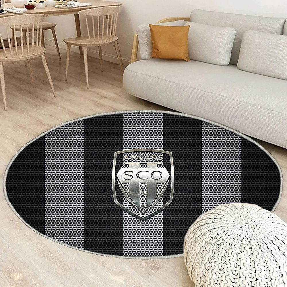 Angers Sco Logomaille Noir Et Blanc Angers Sco Tapis Sol - Tapis De Salon, Angers France Tapis Art, Tapis pour la décoration de la maison