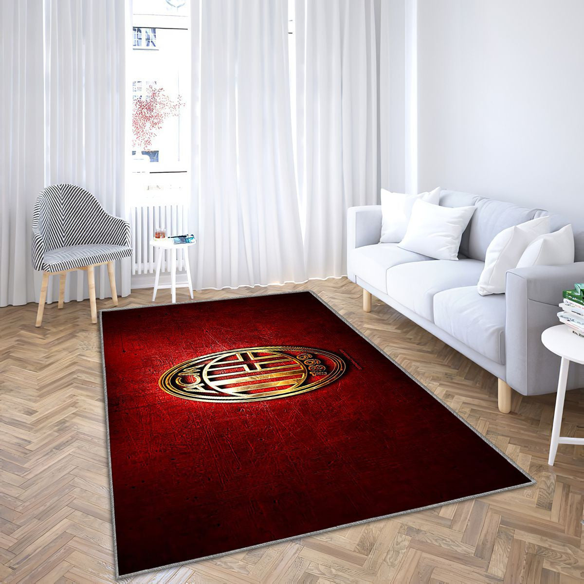 Ac Milan Tapis Sol - Tapis De Salon, Serie A Rouge Football Tapis Art, Tapis pour la décoration de la maison