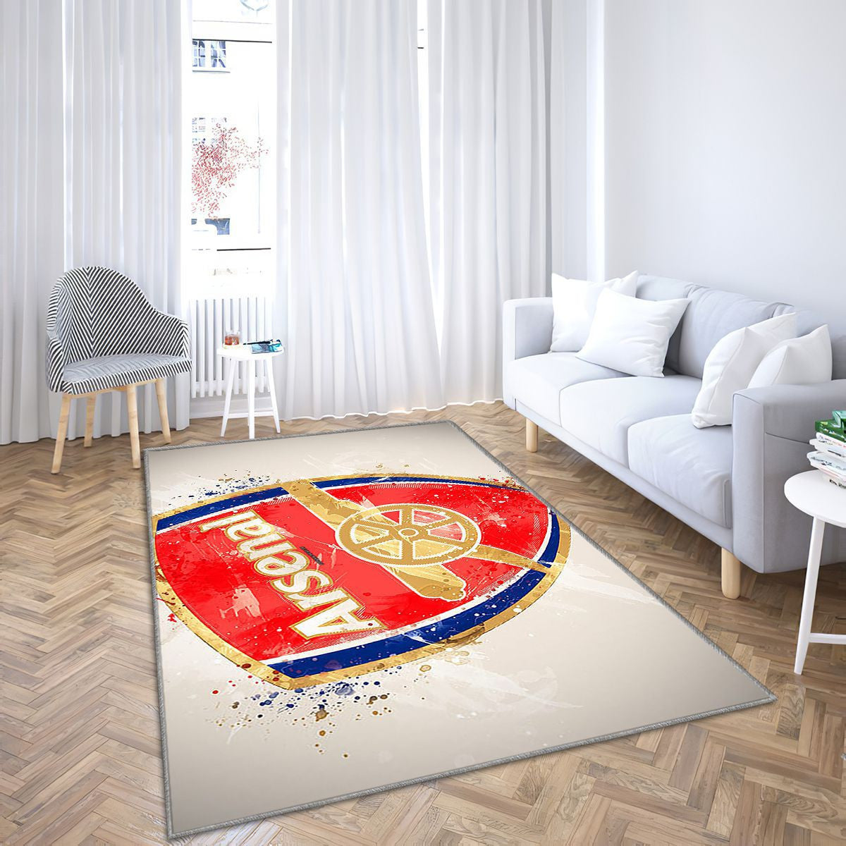 Arsenal Fc Paint ArtEnglish Football Team Premier League Tapis Sol - Tapis De Salon, fond rouge Tapis Art, Tapis pour la décoration de la maison
