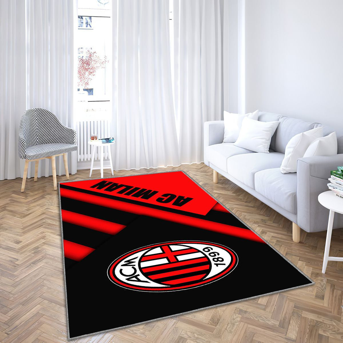 Ac Milan Tapis Sol - Tapis De Salon, Football Serie A Milan Tapis Art, Tapis pour la décoration de la maison