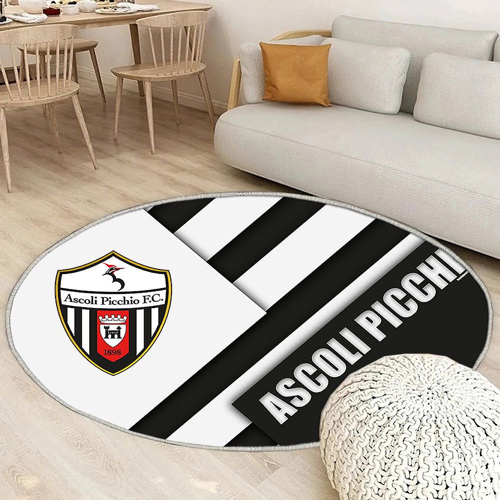 Ascoli Picchio Fc Tapis Sol - Tapis De Salon, Club De Football Ionitalien Noir Et Blanc Tapis Art, Tapis pour la décoration de la maison