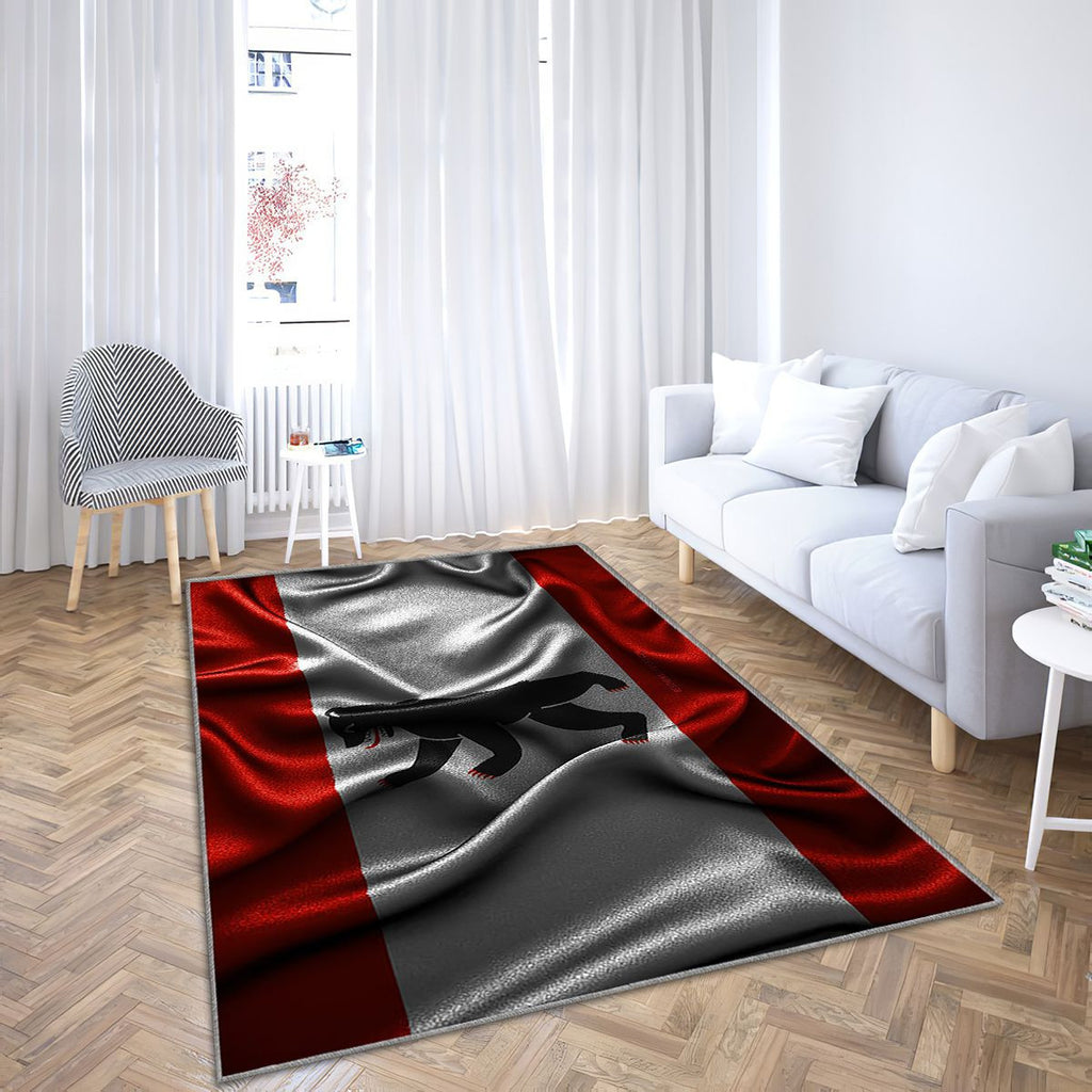 Drapeau de Berlin drapeaux ondulés en soie Tapis Sol - Tapis De Salon, drapeaux en tissu de Berlin Berlin Tapis Art, Tapis pour la décoration de la maison