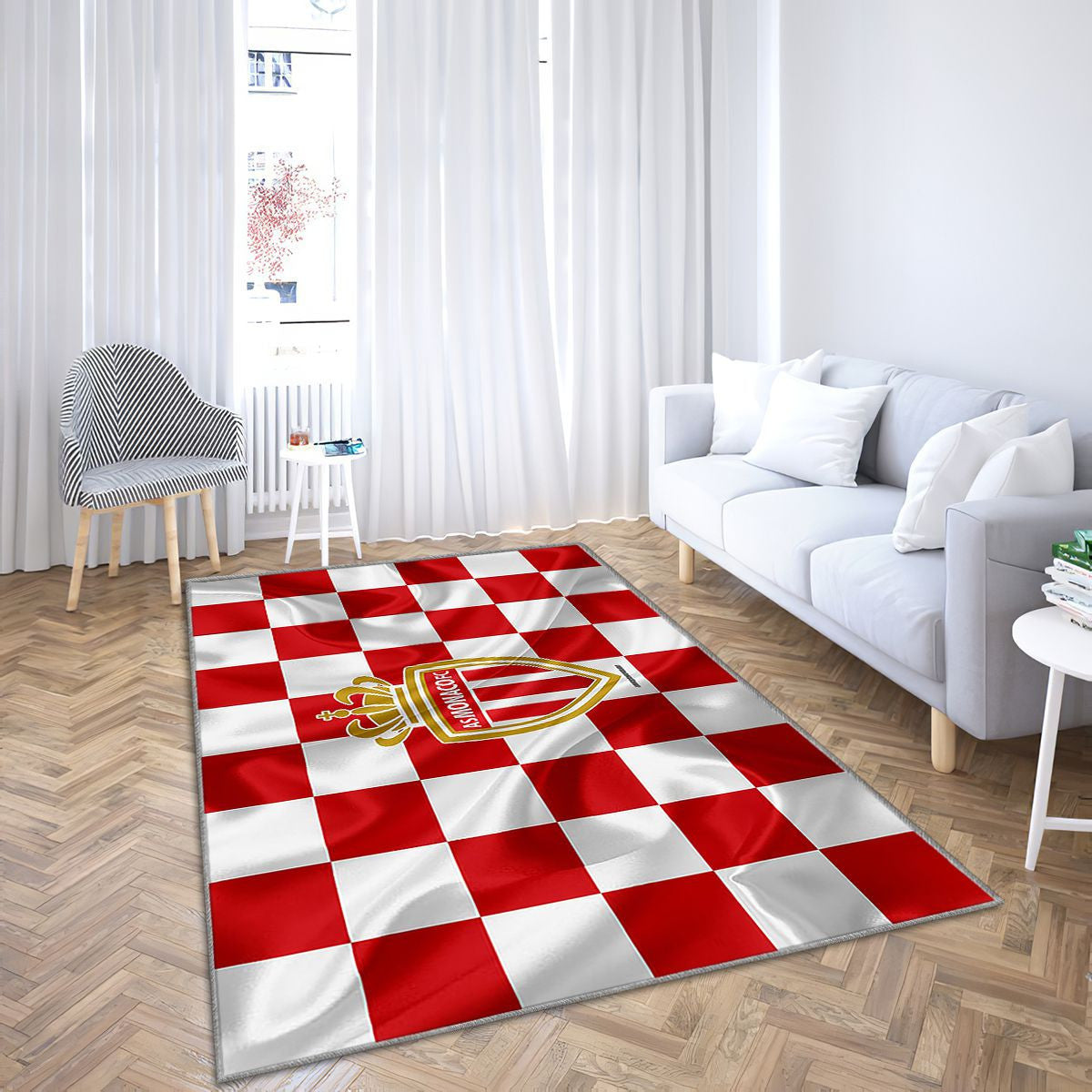 Comme le logo de Monaco Tapis Sol - Tapis De Salon, le drapeau rouge et blanc French Footballmonaco Tapis Art, Tapis pour la décoration de la maison