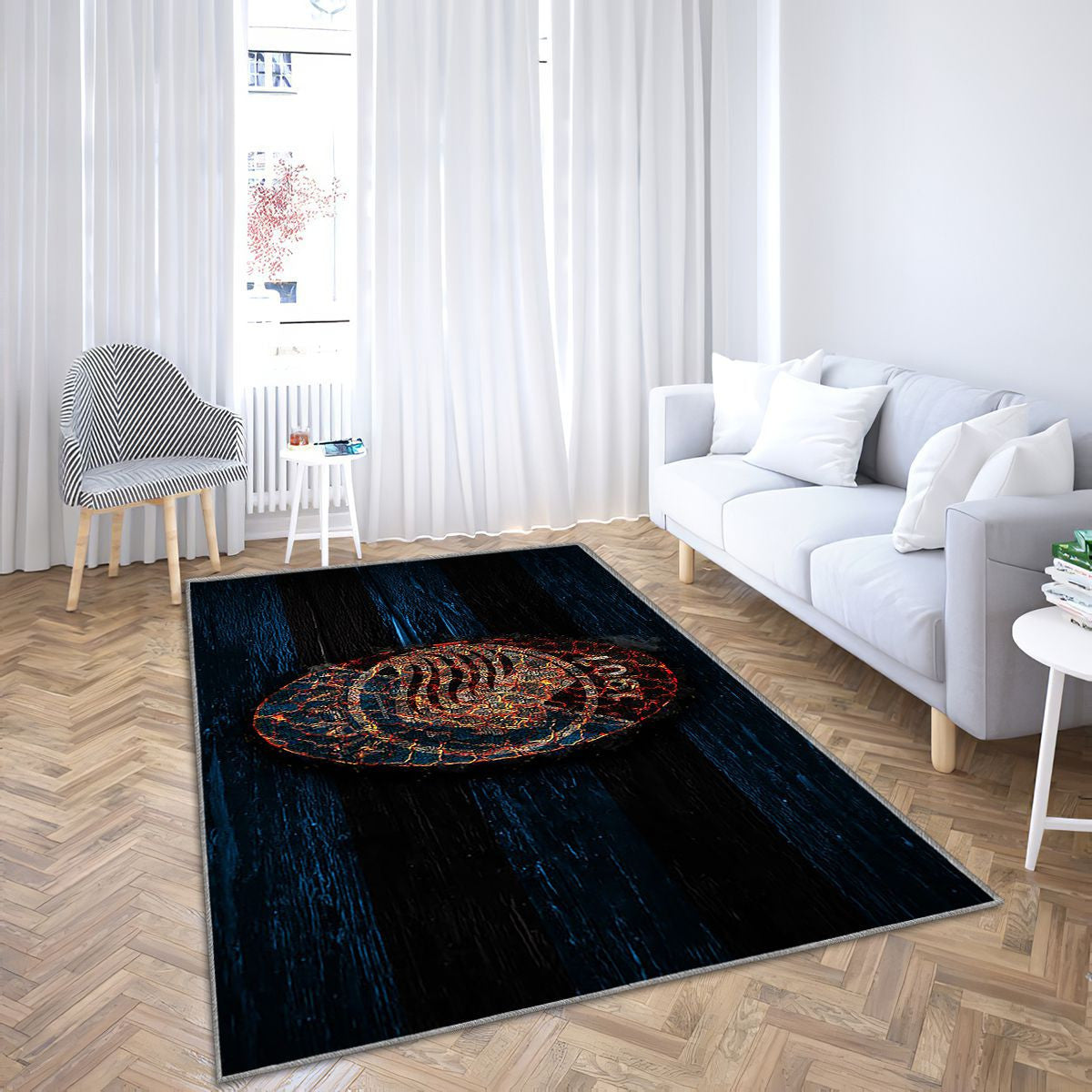 Logo Atalanta Fc Fire Tapis Sol - Tapis De Salon, Football Grunge Club De Football Italien Tapis Art, Tapis pour la décoration de la maison