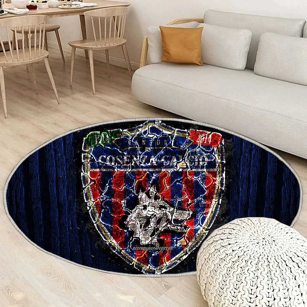 Cosenza Calcio Tapis Sol - Tapis De Salon, Serie B Club de Football Italien en Bois Bleu Tapis Art, Tapis pour la décoration de la maison