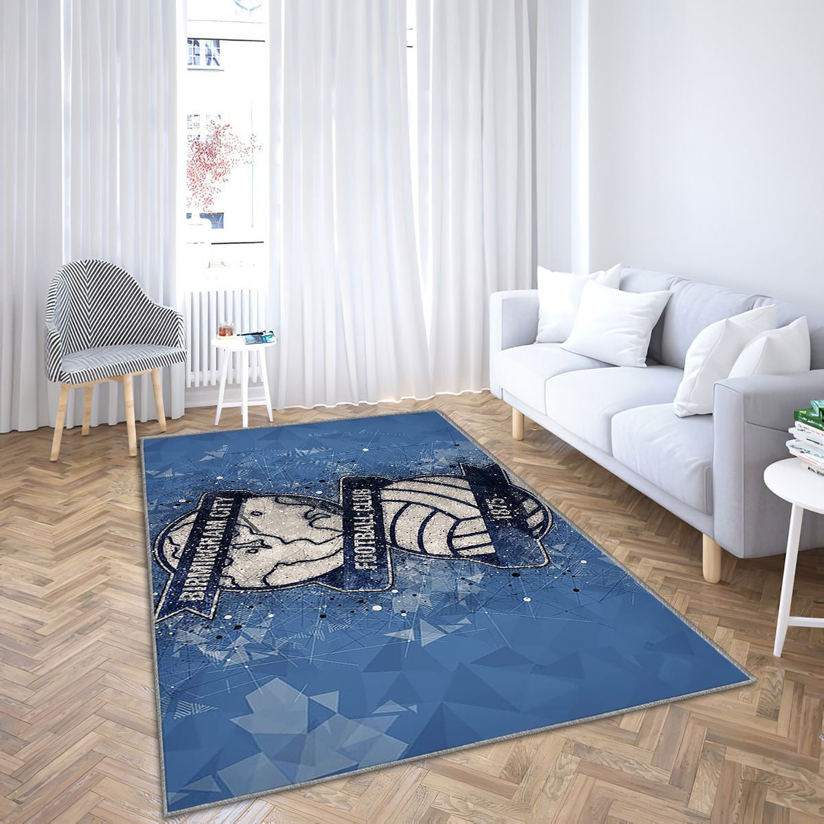 Birmingham City Fc Art géométrique Tapis Sol - Tapis De Salon, Club de football anglais bleu Tapis Art, Tapis pour la décoration de la maison