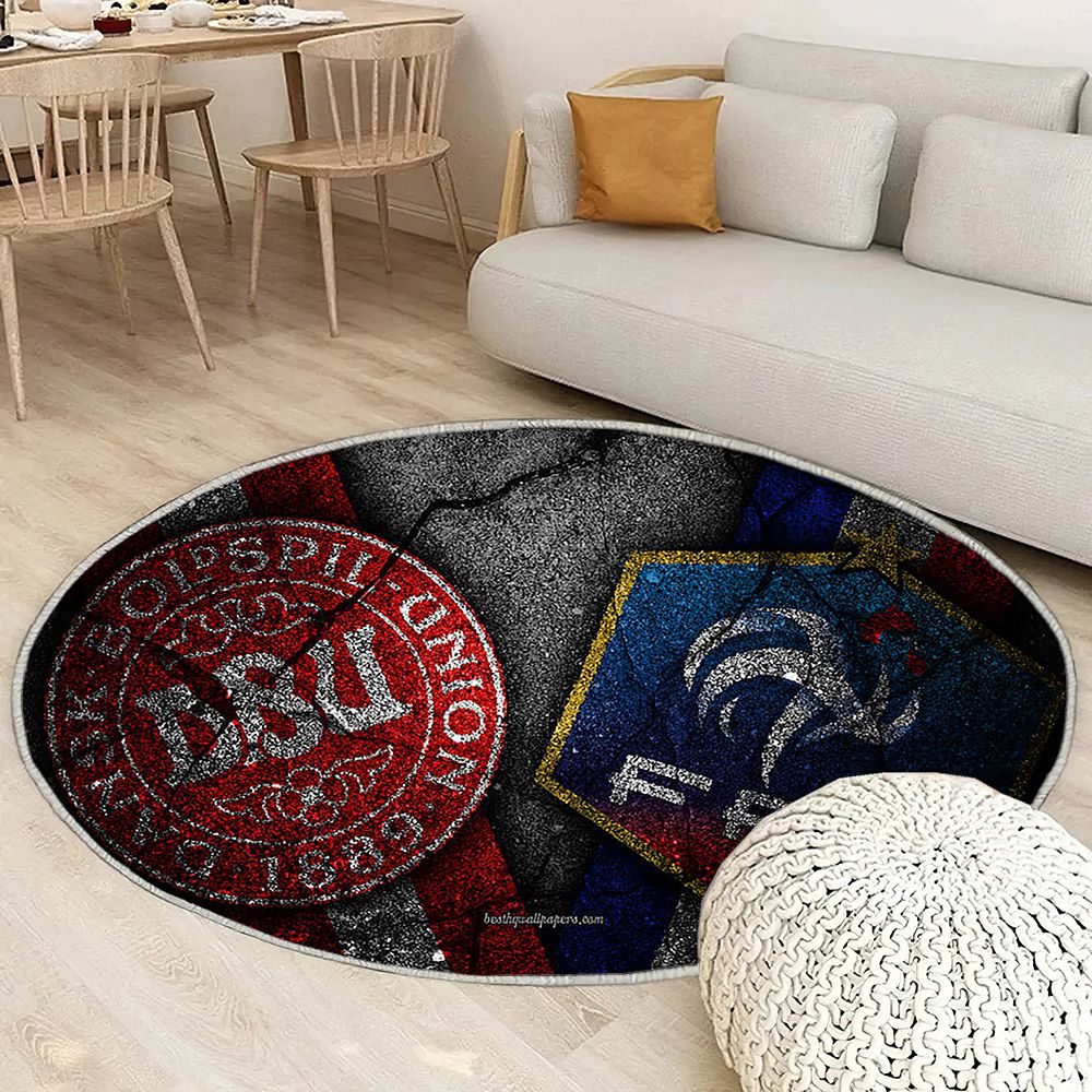 Danemark contre France Coupe du monde de football 2018Russie Coupe du monde de football 2018 Tapis Sol - Tapis De Salon, Danemark Football Tapis Art, Tapis pour la décoration de la maison