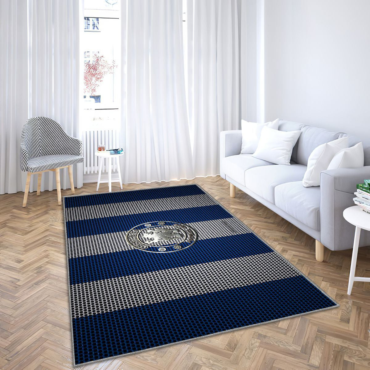 Chelsea Fc Logoblue White Mesh Chelsea Fc Tapis Sol - Tapis De Salon, Londres Angleterre Tapis Art, Tapis pour la décoration de la maison