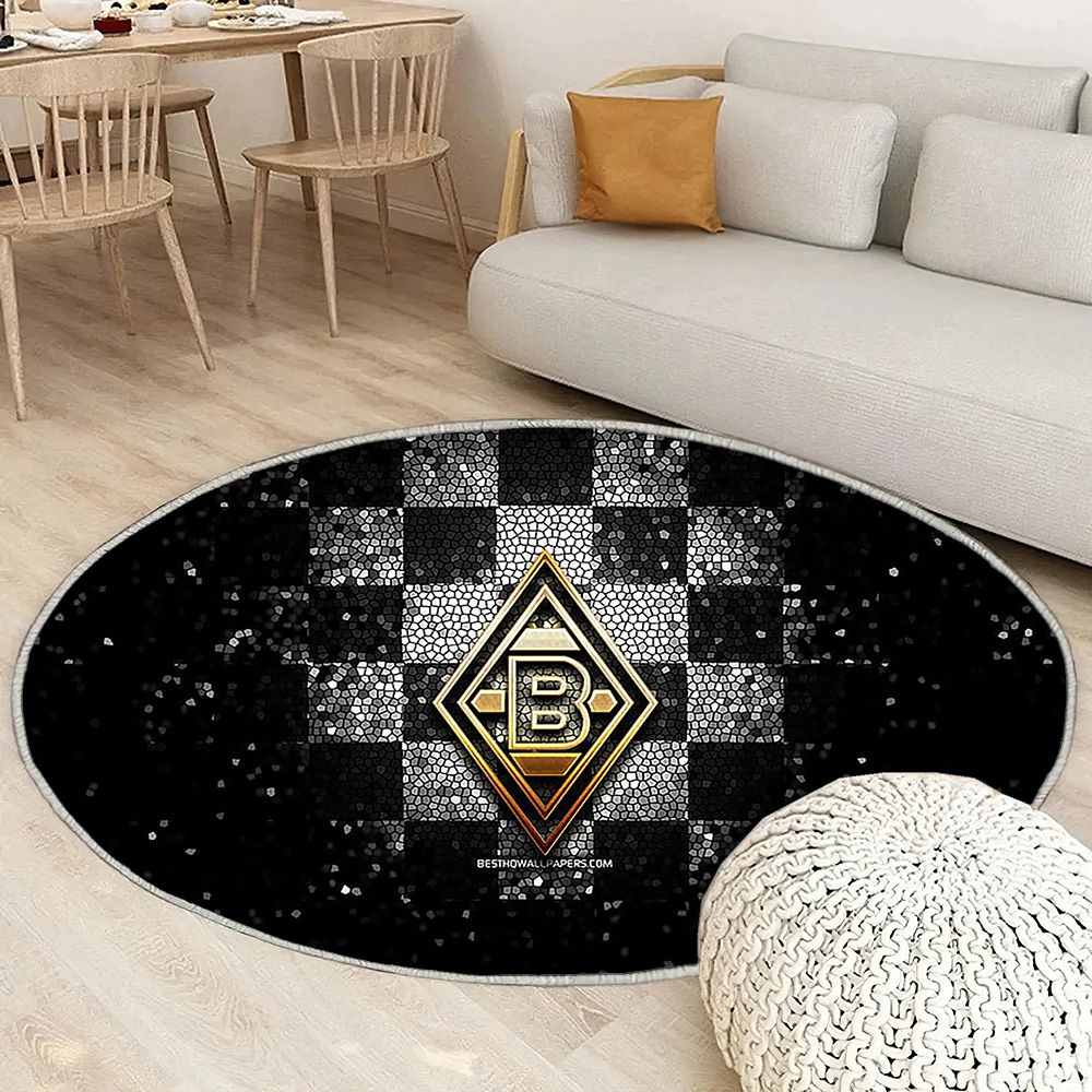 Borussia Monchengladbach Fc Tapis Sol - Tapis De Salon, Bundesliga Blanc Noir Football Tapis Art, Tapis pour la décoration de la maison