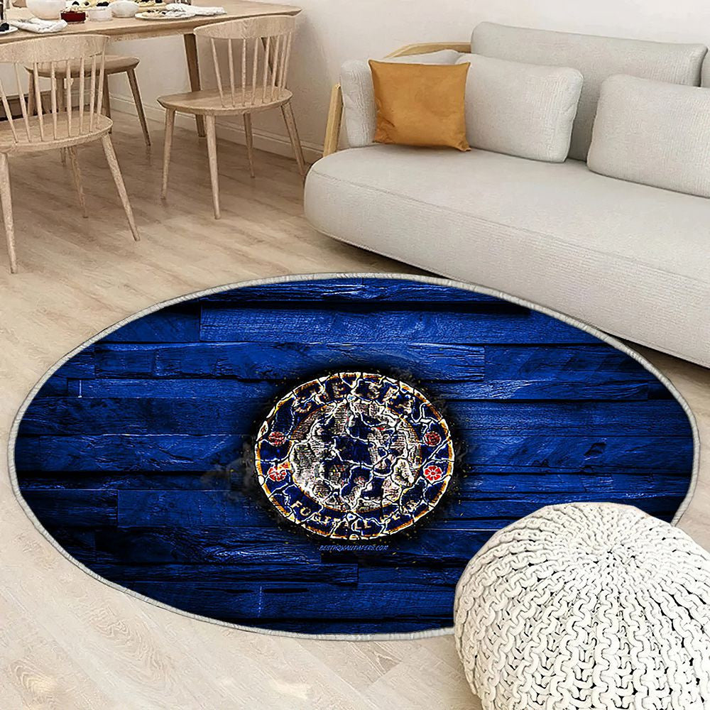 Chelsea Fc Tapis Sol - Tapis De Salon, Club De Football Anglais De Premier League En Bois Bleu Tapis Art, Tapis pour la décoration de la maison