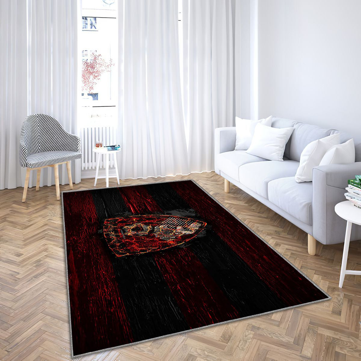 Bournemouth Fc Tapis Sol - Tapis De Salon, Premier League Rouge Et NoirEnglish Football Club Tapis Art, Tapis pour la décoration de la maison