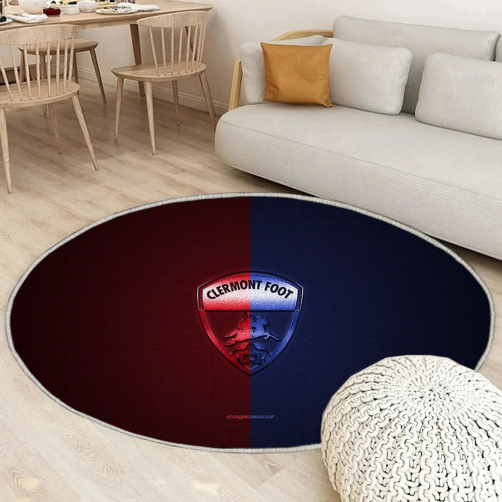 Clermont Foot 63 Tapis Sol - Tapis De Salon, Ligue 2 Rouge Bleu Bleu Carbone Fibre Tapis Art, Tapis pour la décoration de la maison