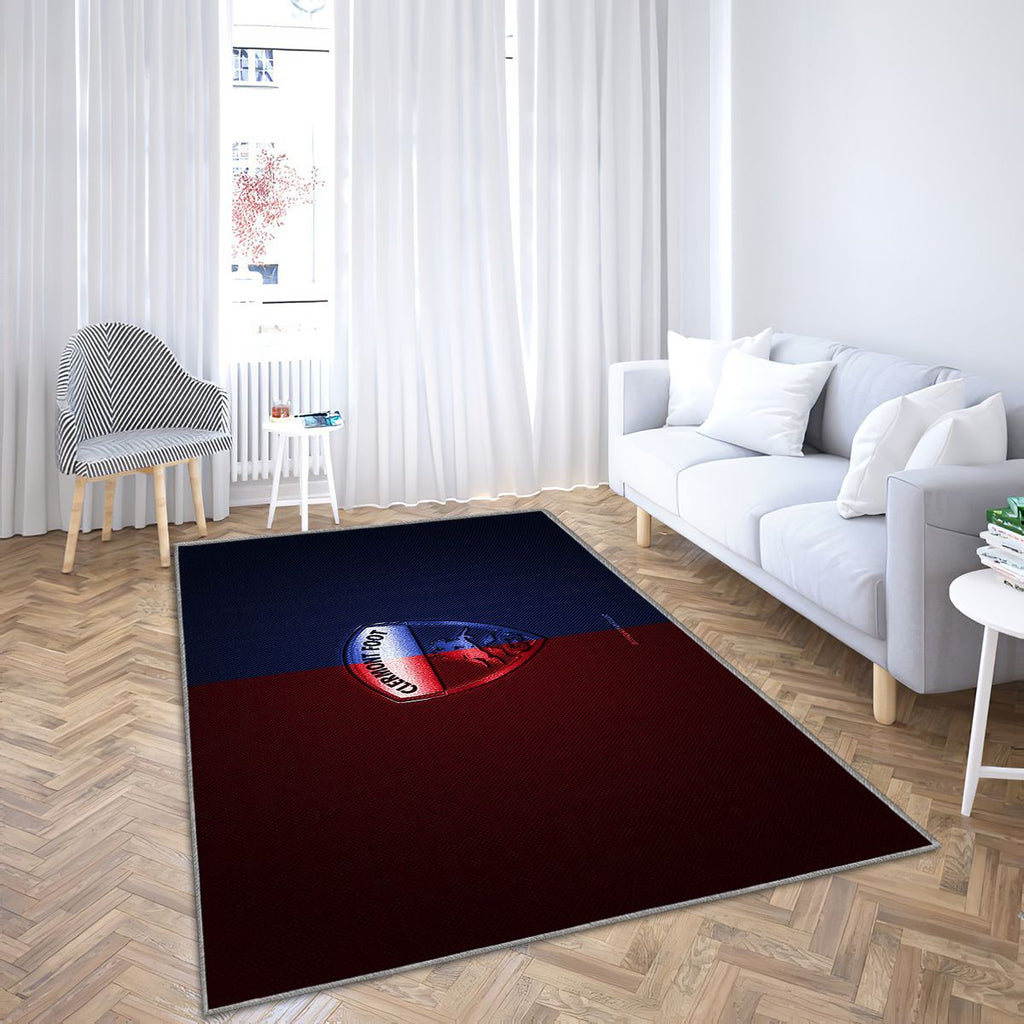 Clermont Foot 63 Tapis Sol - Tapis De Salon, Ligue 2 Rouge Bleu Bleu Carbone Fibre Tapis Art, Tapis pour la décoration de la maison