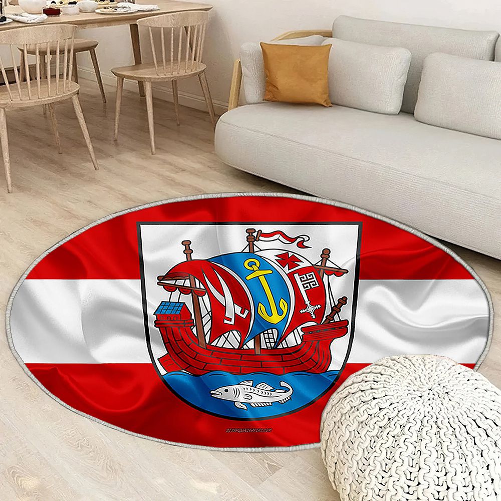 Drapeau de Bremerhaven Tapis Sol - Tapis De Salon, ville allemande Bremerhaven Allemagne Tapis Art, Tapis pour la décoration de la maison