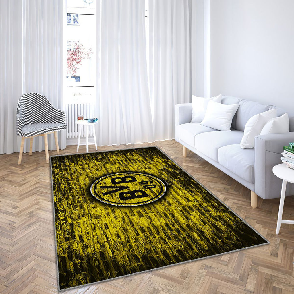 Borussia Dortmund Fc Tapis Sol - Tapis De Salon, Mur De Briques Jaunes Bvb Bundesliga Tapis Art, Tapis pour la décoration de la maison