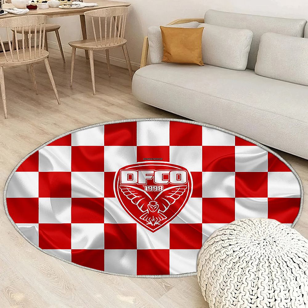 Logo Dijon Fco Tapis Sol - Tapis De Salon, Drapeau Blanc Rouge Football Françaisdijon Tapis Art, Tapis pour la décoration de la maison