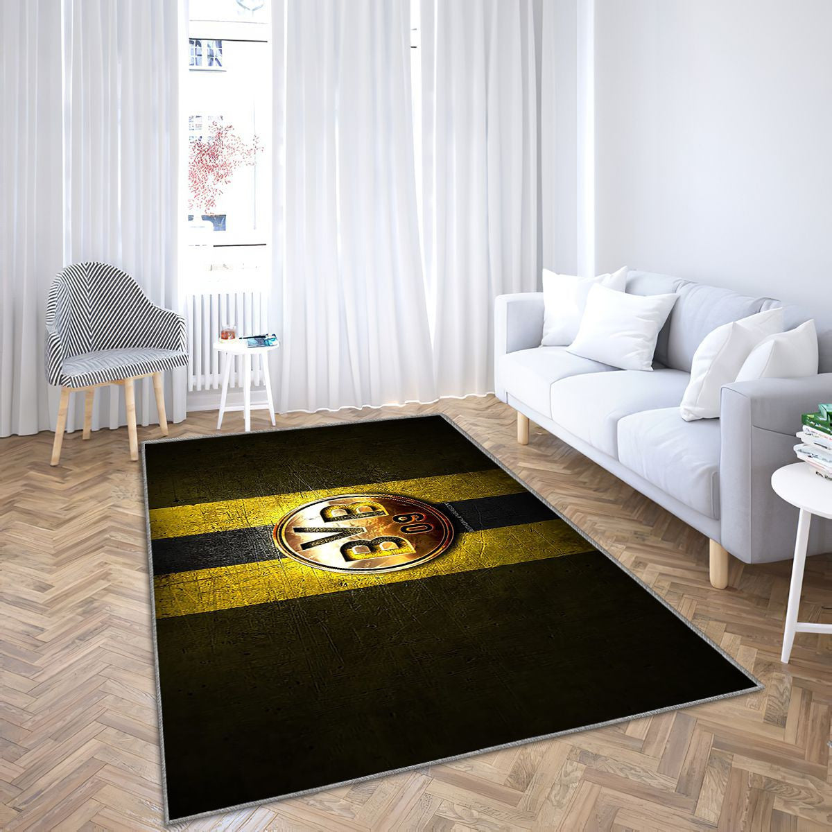 Borussia Dortmund Fc Tapis Sol - Tapis De Salon, Bundesliga Yellow Metal Football Tapis Art, Tapis pour la décoration de la maison