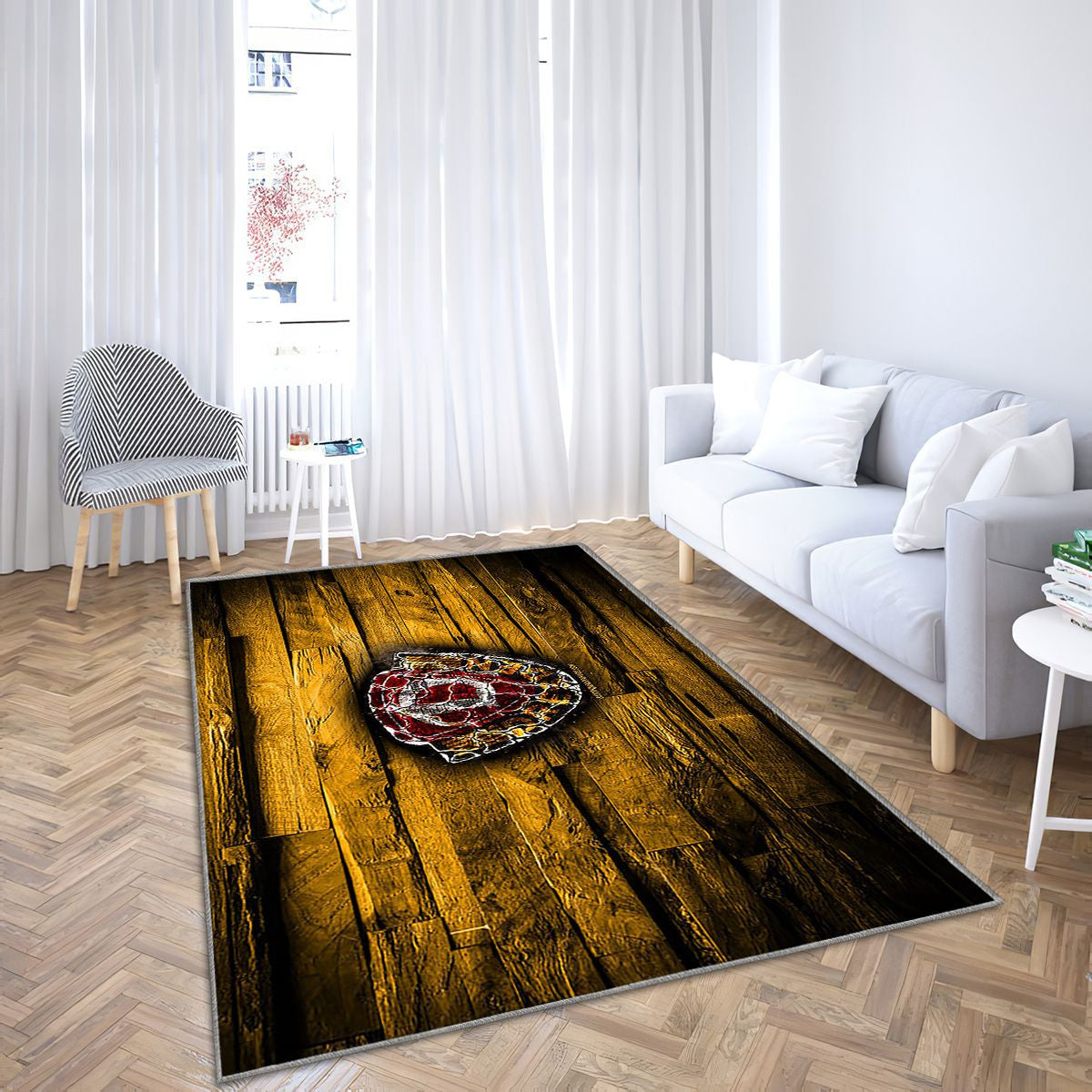 Dynamo Dresden Fc Tapis Sol - Tapis De Salon, Bundesliga 2 Club de Football allemand en bois jaune Tapis Art, Tapis pour la décoration de la maison