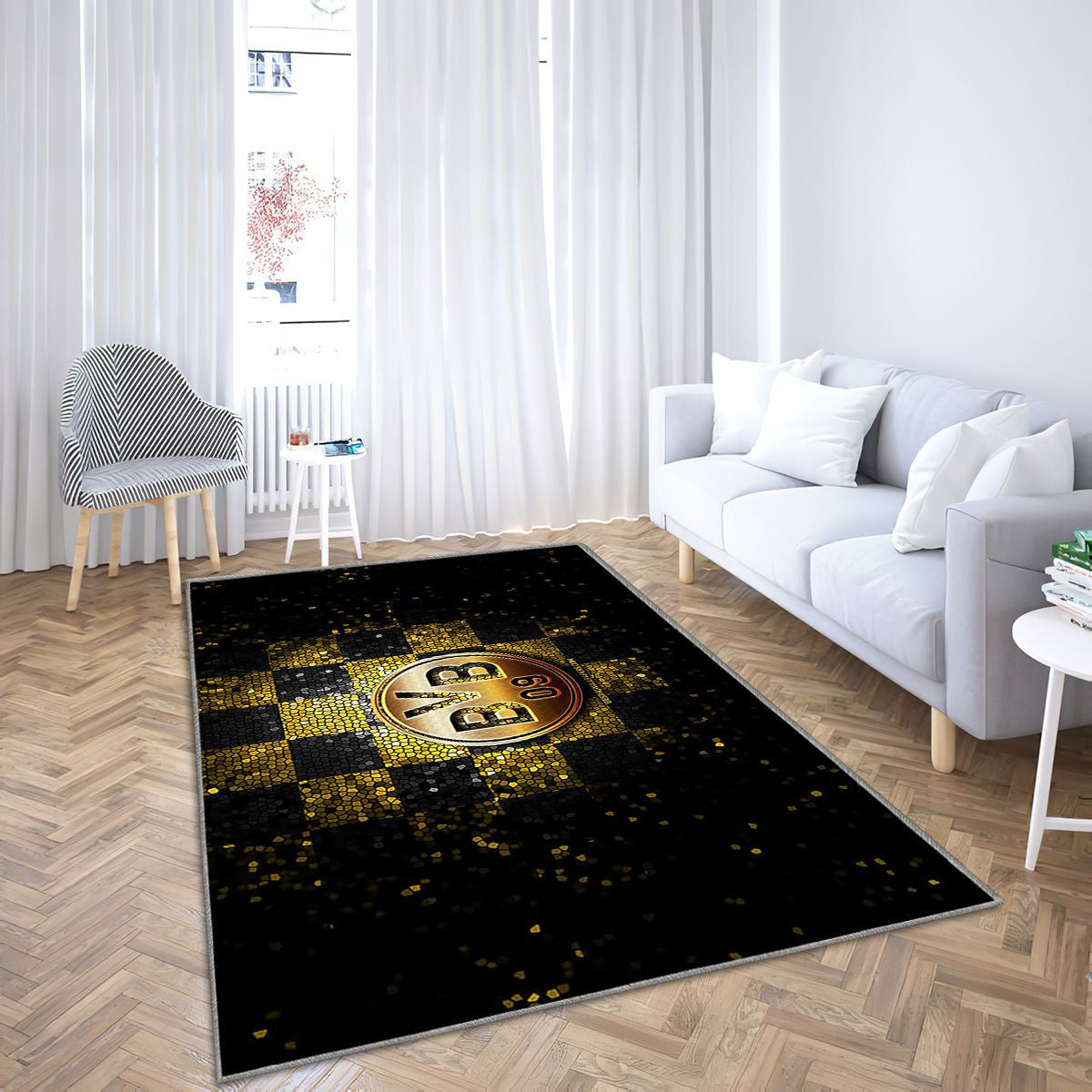 Borussia Dortmund Fc Tapis Sol - Tapis De Salon, Bundesliga Jaune Noir Football Tapis Art, Tapis pour la décoration de la maison