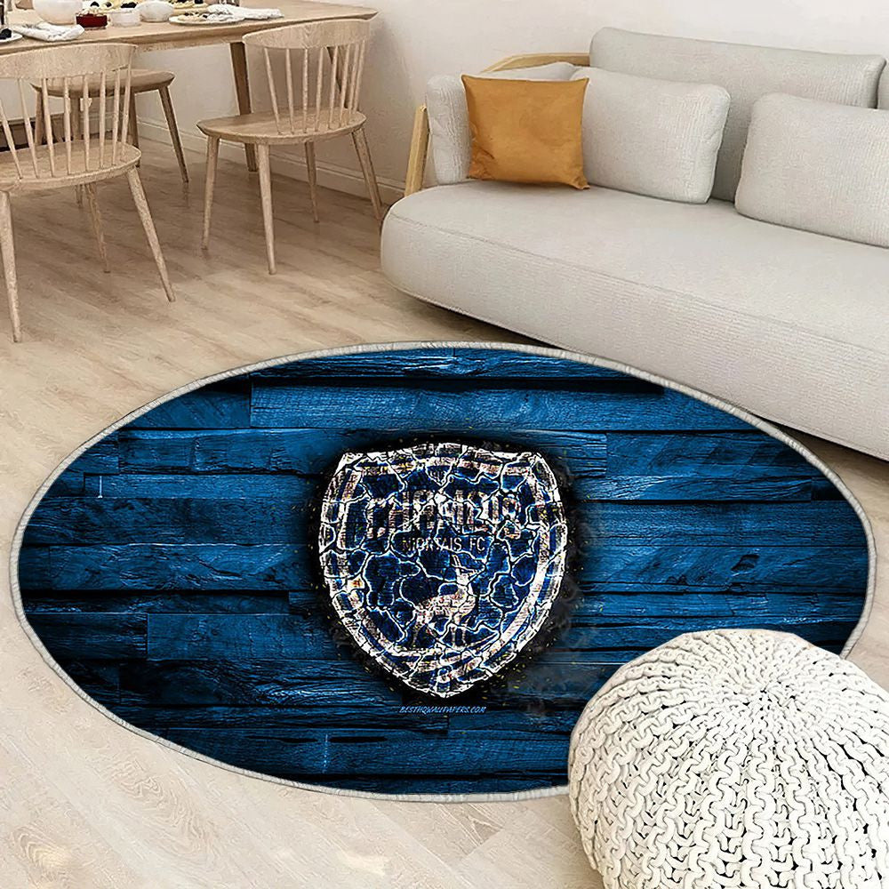 Chamois Niortais Fc Tapis Sol - Tapis De Salon, Burningfootball Bleu Bois Tapis Art, Tapis pour la décoration de la maison