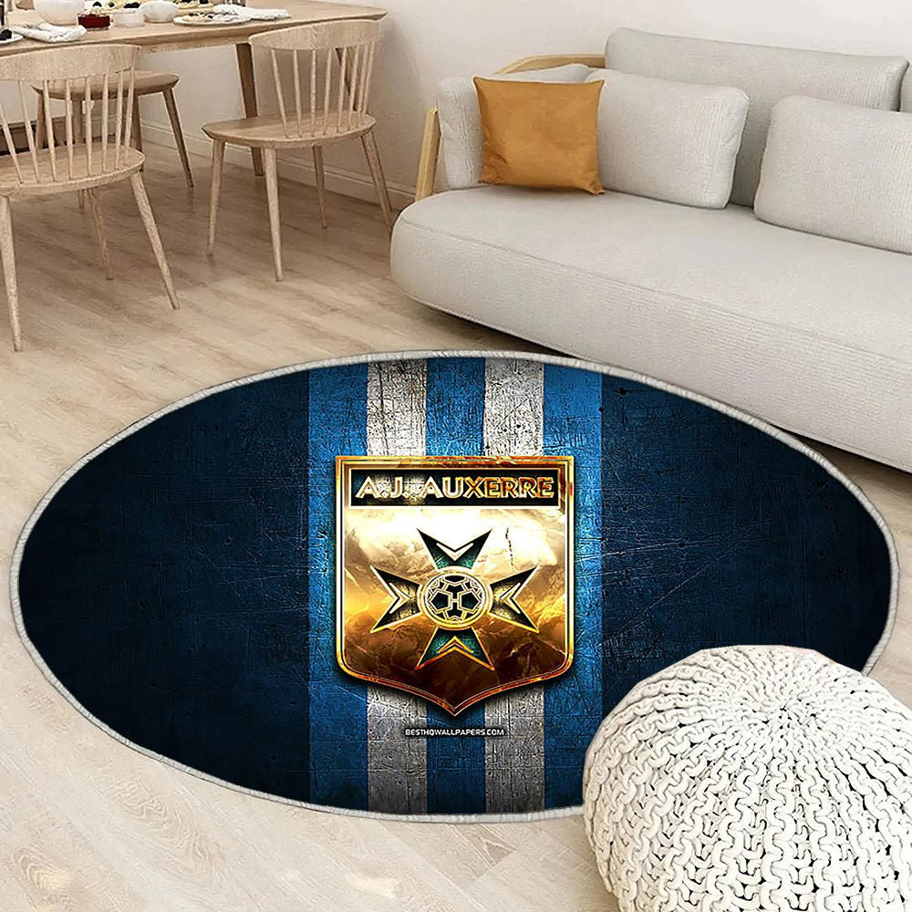 Auxerre Fc Tapis Sol - Tapis De Salon, Ligue 2 Blue Metal Football Tapis Art, Tapis pour la décoration de la maison