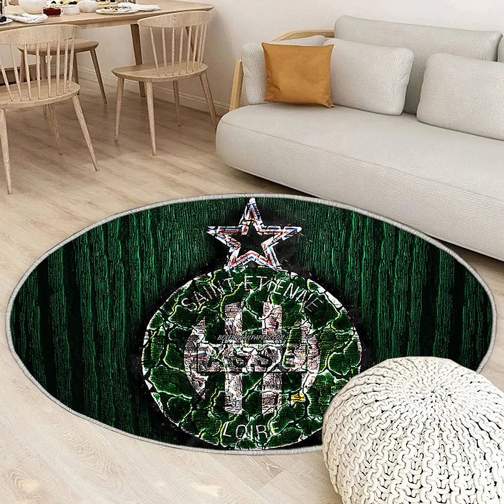 Comme Saint-Etienne Tapis Sol - Tapis De Salon, Ligue 1 Football Français en Bois Vert Tapis Art, Tapis pour la décoration de la maison