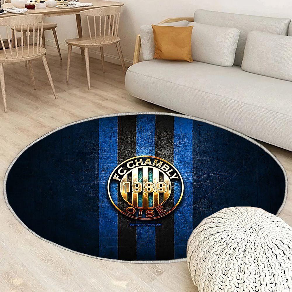 Chambly Fc Tapis Sol - Tapis De Salon, Ligue 2 Blue Metal Football Tapis Art, Tapis pour la décoration de la maison