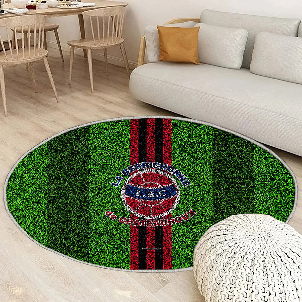 Châteauroux Fc Logo Tapis Sol - Tapis De Salon, Club De Football Français Rouge Bleu Tapis Art, Tapis pour la décoration de la maison