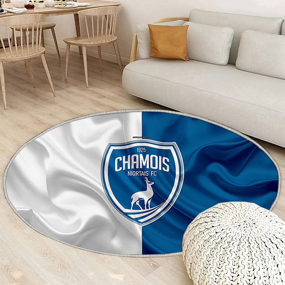 Chamois Niortais Fc Tapis Sol - Tapis De Salon, Drapeau Soie Bleu Blanc Football Français Tapis Art, Tapis pour la décoration de la maison