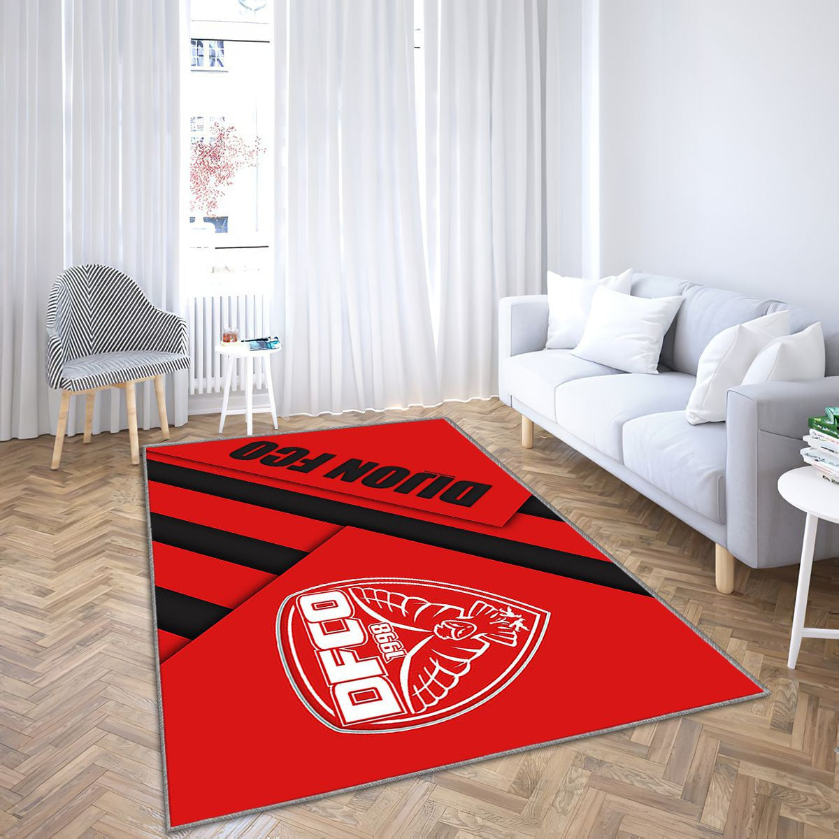 Dijon Fco Tapis Sol - Tapis De Salon, Ion Rouge Blanc Football Français Tapis Art, Tapis pour la décoration de la maison