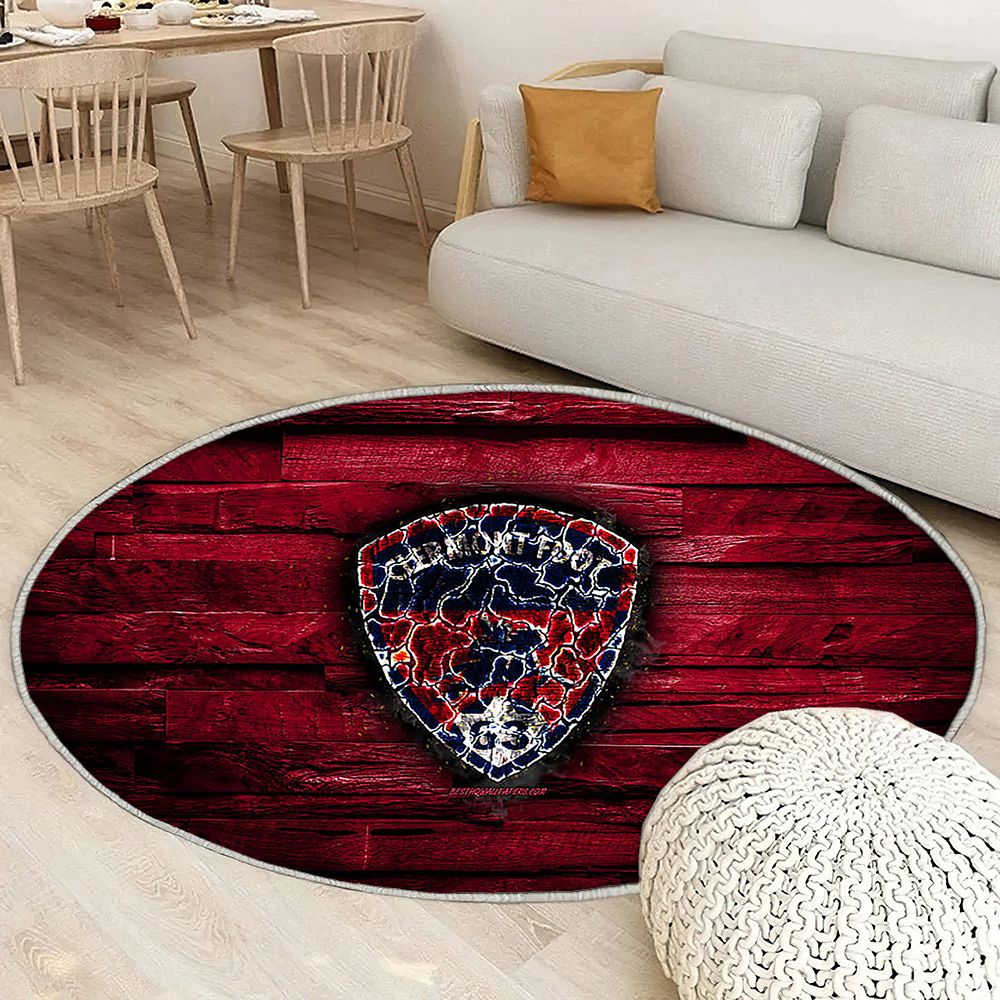 Clermont Foot Fc Tapis Sol - Tapis De Salon, Burningfootball Rouge Bois Tapis Art, Tapis pour la décoration de la maison