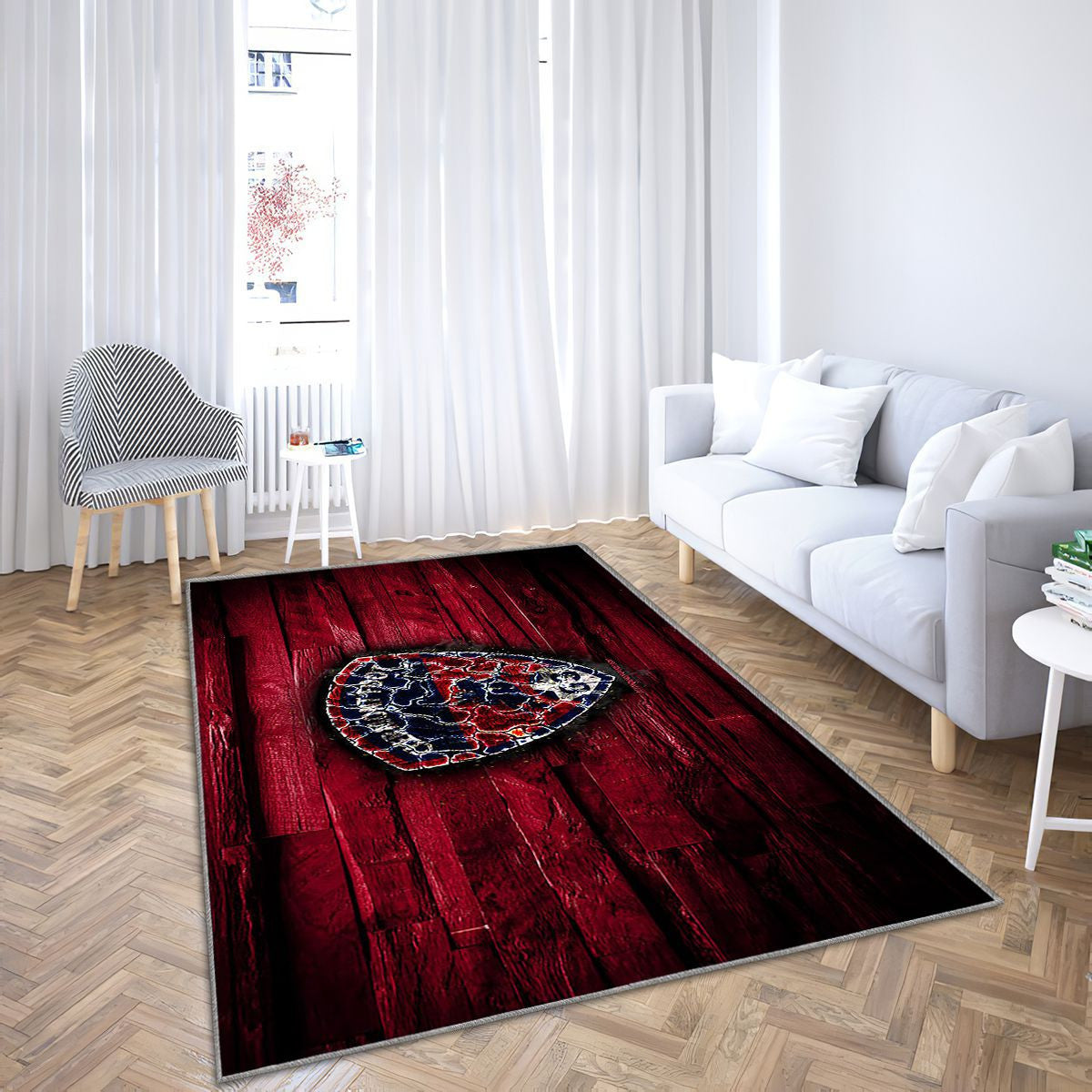 Clermont Foot Fc Tapis Sol - Tapis De Salon, Burningfootball Rouge Bois Tapis Art, Tapis pour la décoration de la maison