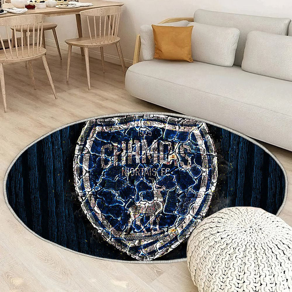 Chamois Niortais Tapis Sol - Tapis De Salon, Football Français en Bois Bleu Ligue 2 Tapis Art, Tapis pour la décoration de la maison
