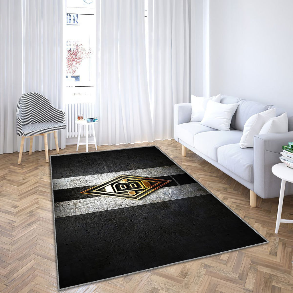 Borussia Mönchengladbach Tapis Sol - Tapis De Salon, Bundesliga Black Metal Football Tapis Art, Tapis pour la décoration de la maison