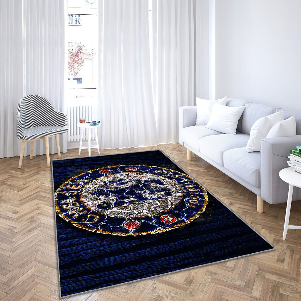 Chelsea Fc Tapis Sol - Tapis De Salon, Premier League Club de Football Anglais en Bois Bleu Tapis Art, Tapis pour la décoration de la maison