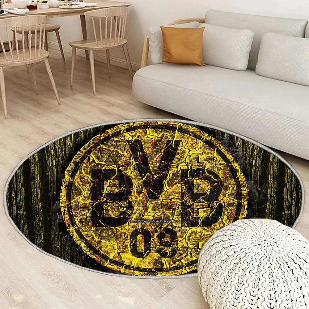 Borussia Dortmund Fc Tapis Sol - Tapis De Salon, Bundesliga Club de football allemand en bois jaunebvb Tapis Art, Tapis pour la décoration de la maison