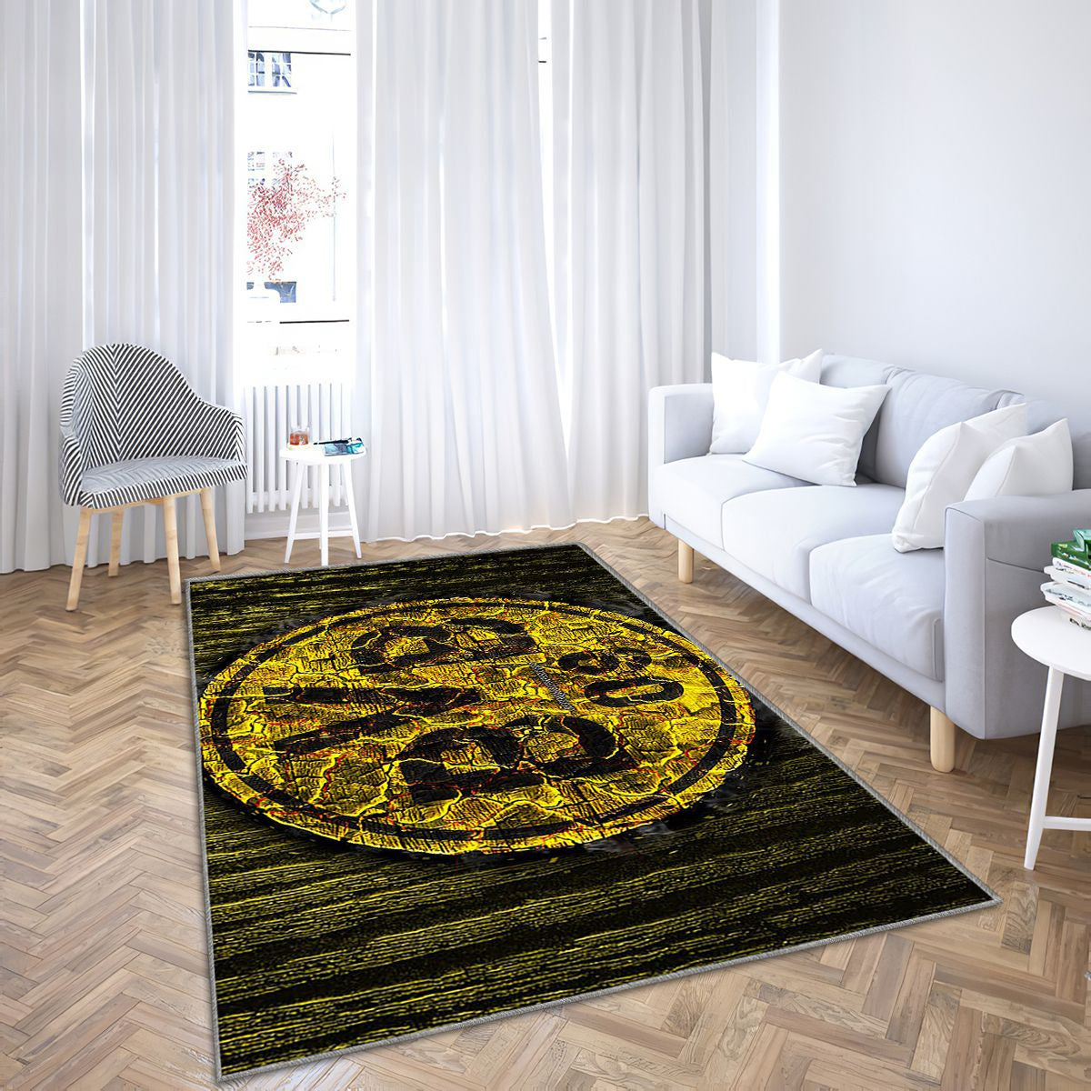 Borussia Dortmund Fc Tapis Sol - Tapis De Salon, Bundesliga Club de football allemand en bois jaunebvb Tapis Art, Tapis pour la décoration de la maison