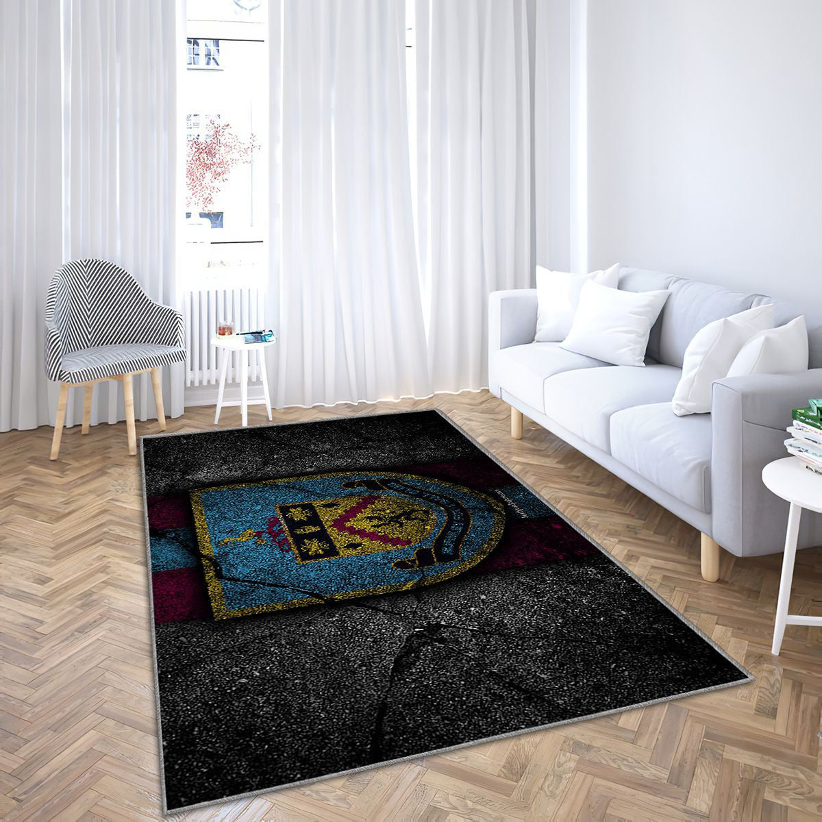 Logo Burnley Fc Tapis Sol - Tapis De Salon, Grunge Angleterre Tapis Art, Tapis pour la décoration de la maison