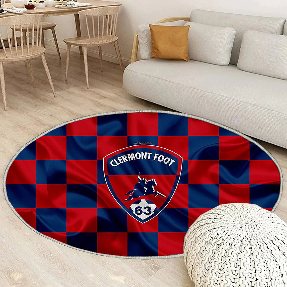 Logo Clermont Foot 63 Tapis Sol - Tapis De Salon, Drapeau Rouge Bleu Football Françaisclermont-Ferrand Tapis Art, Tapis pour la décoration de la maison