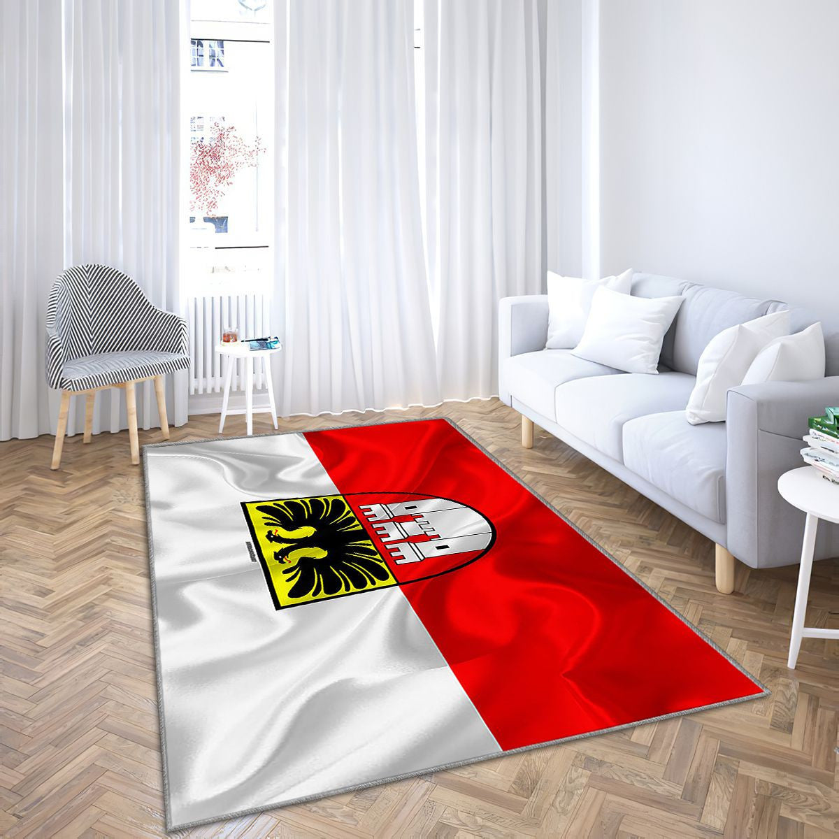 Drapeau de la ville de Duisburggerman Rhénanie du Nord-Westphalie Tapis Sol - Tapis De Salon, Allemagne Symboles Tapis Art, Tapis pour la décoration de la maison