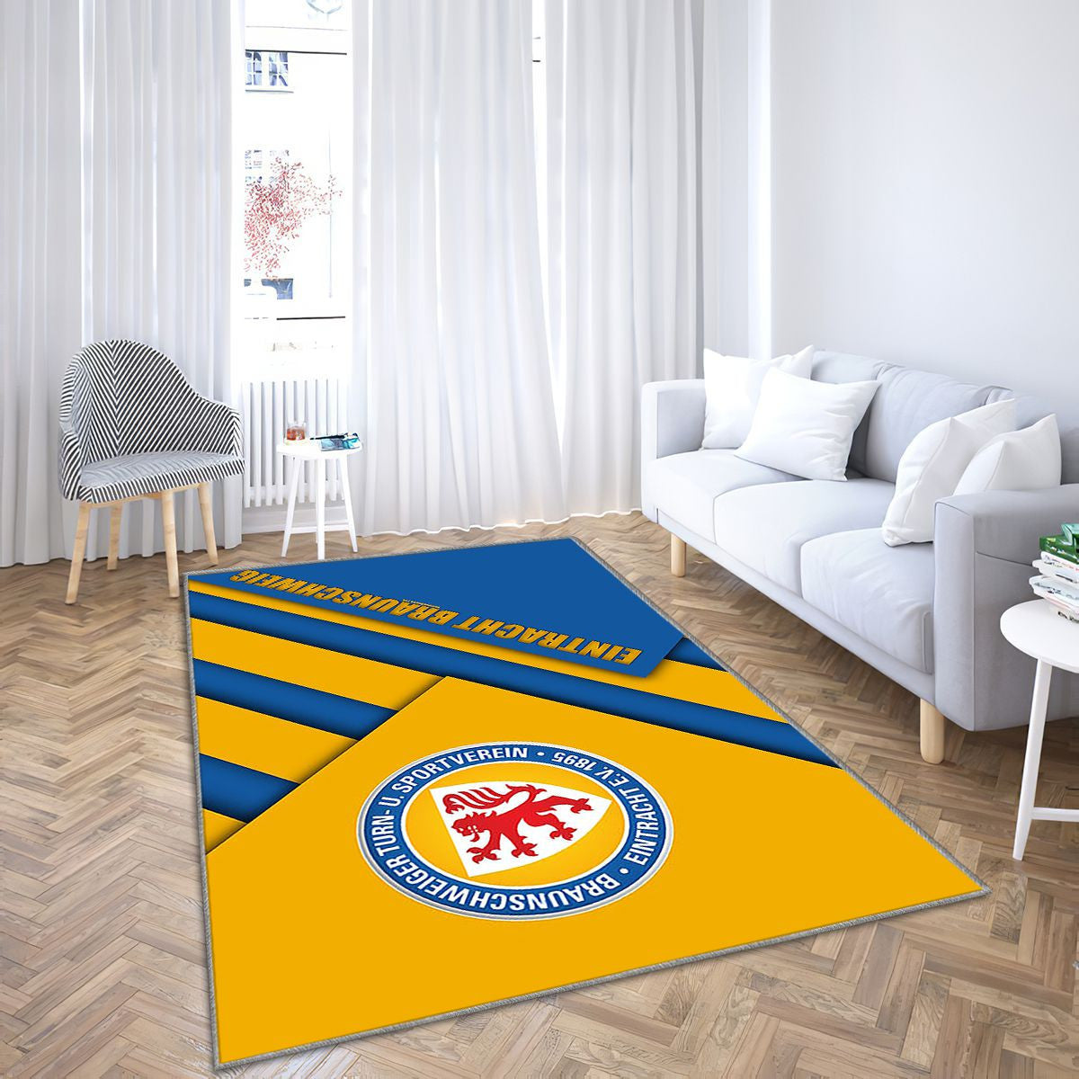 Eintracht Braunschweig Fcjaune Bleu Ion Braunschweig Tapis Sol - Tapis De Salon, Bundesliga 2 Tapis Art, Tapis pour la décoration de la maison